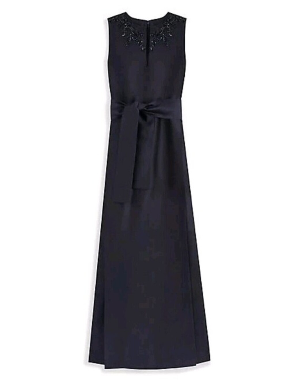 Tory Burch Size 2 Navy Blue Beaded Neckline Runway Maxi Length Gown Dress Belted